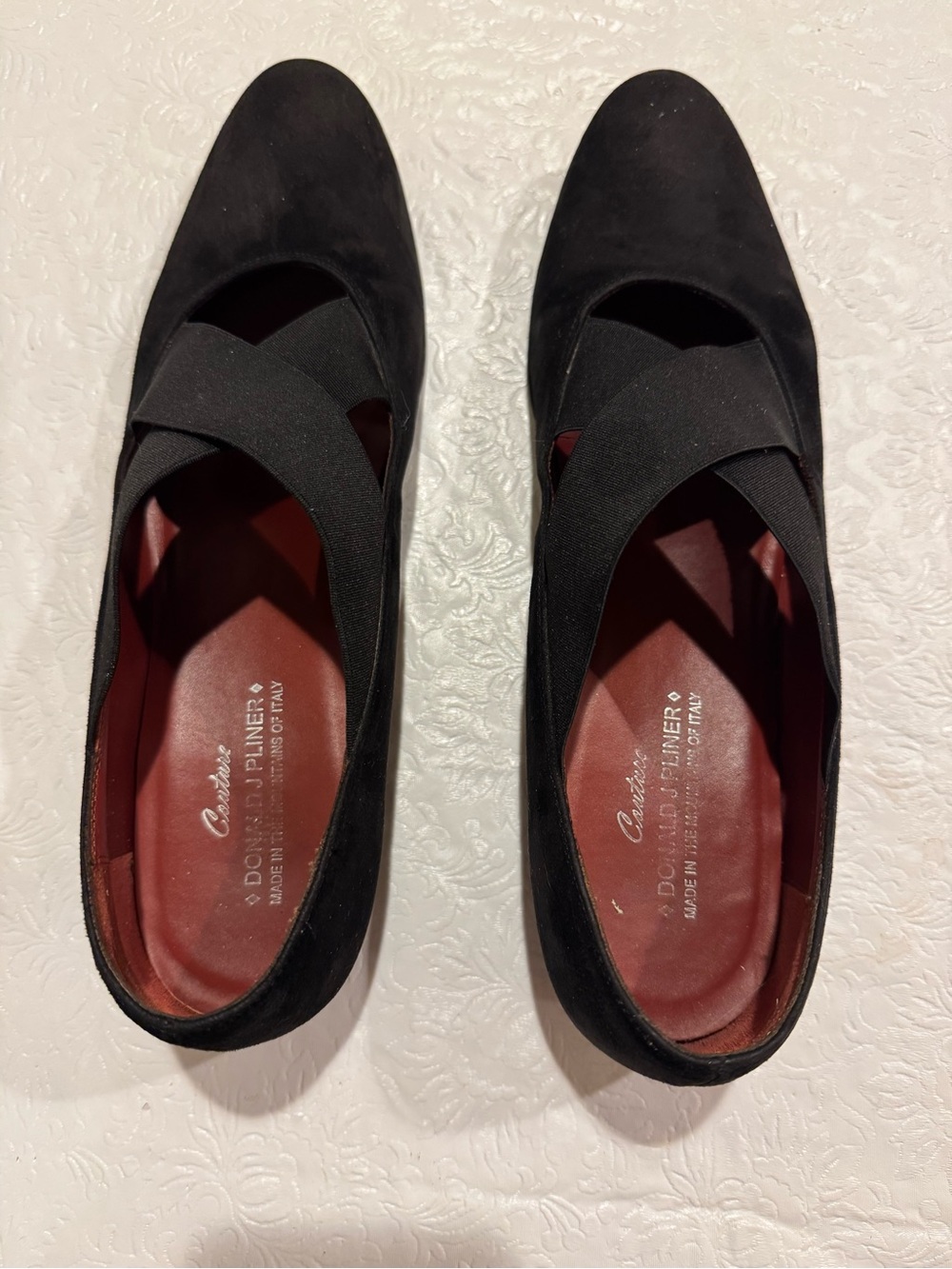 Donald Pliner Couture Black Suede Cross‑Strap balletFlats
